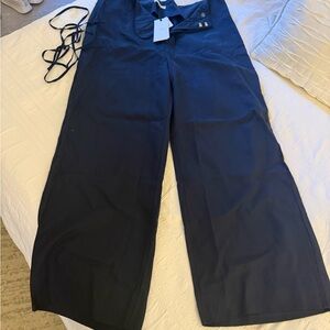 Onia Navy Paperbag Wide-Leg Trousers